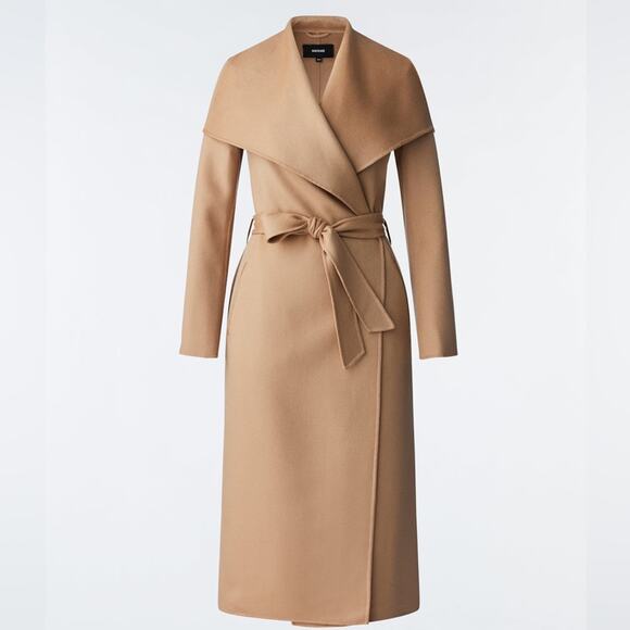 MACKAGE MAI-CN Tan XXL - Brand New Belted Wool Long Wrap Coat - Picture 1 of 8